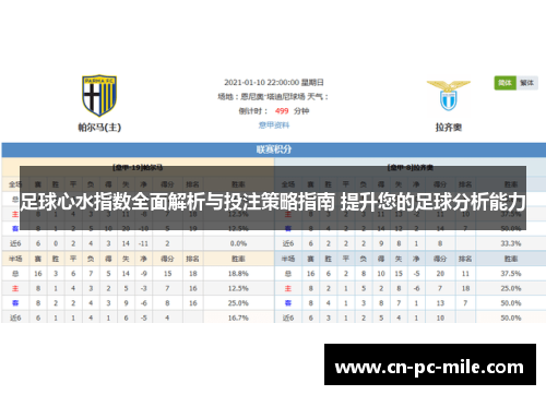 足球心水指数全面解析与投注策略指南 提升您的足球分析能力